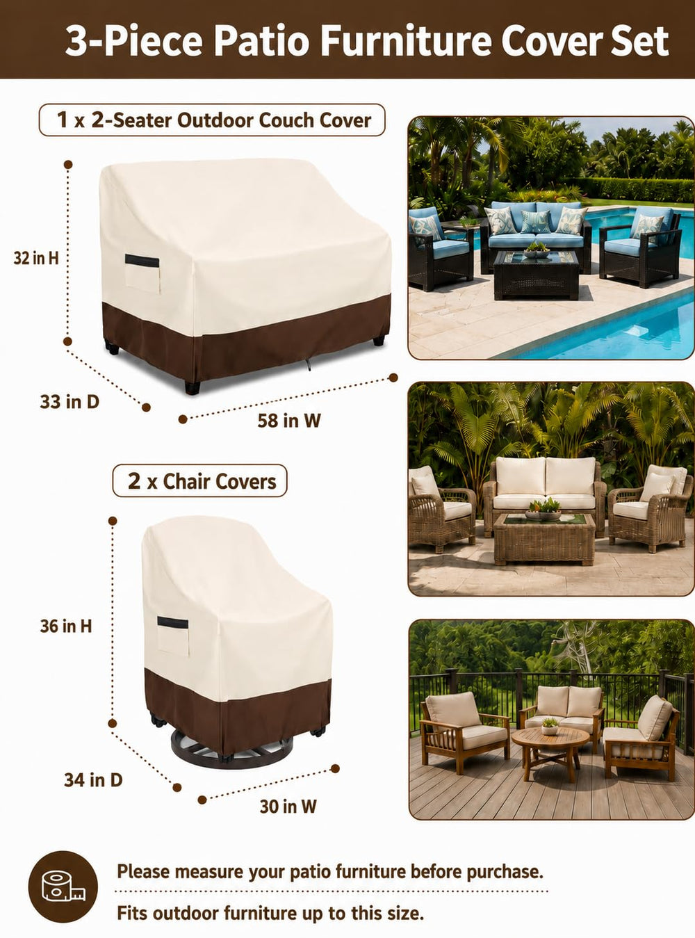 Close-up of UNARK swivel chair cover showing heavy duty 600D Oxford fabric