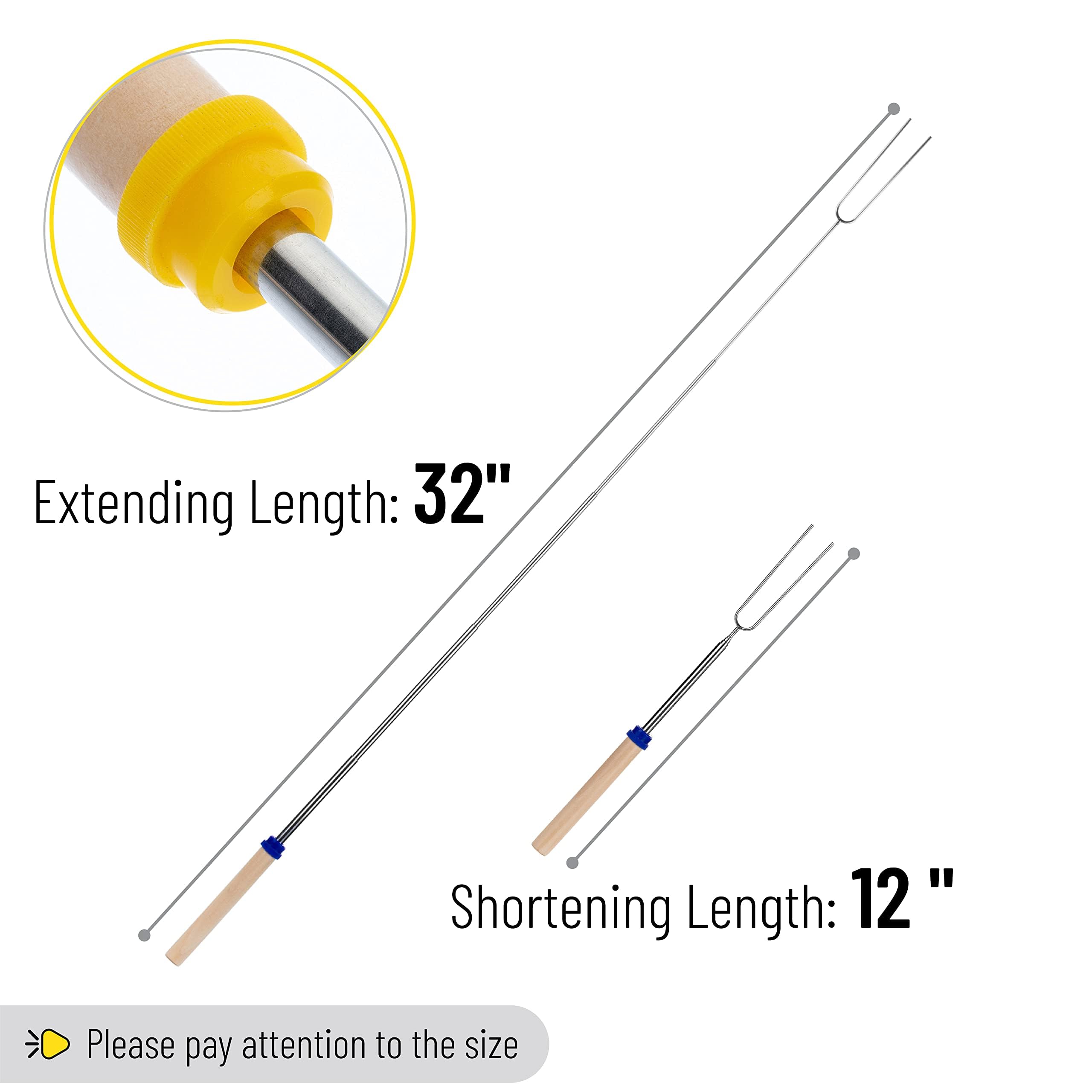 Close-up of UNCO marshmallow roasting stick featuring colourful handle