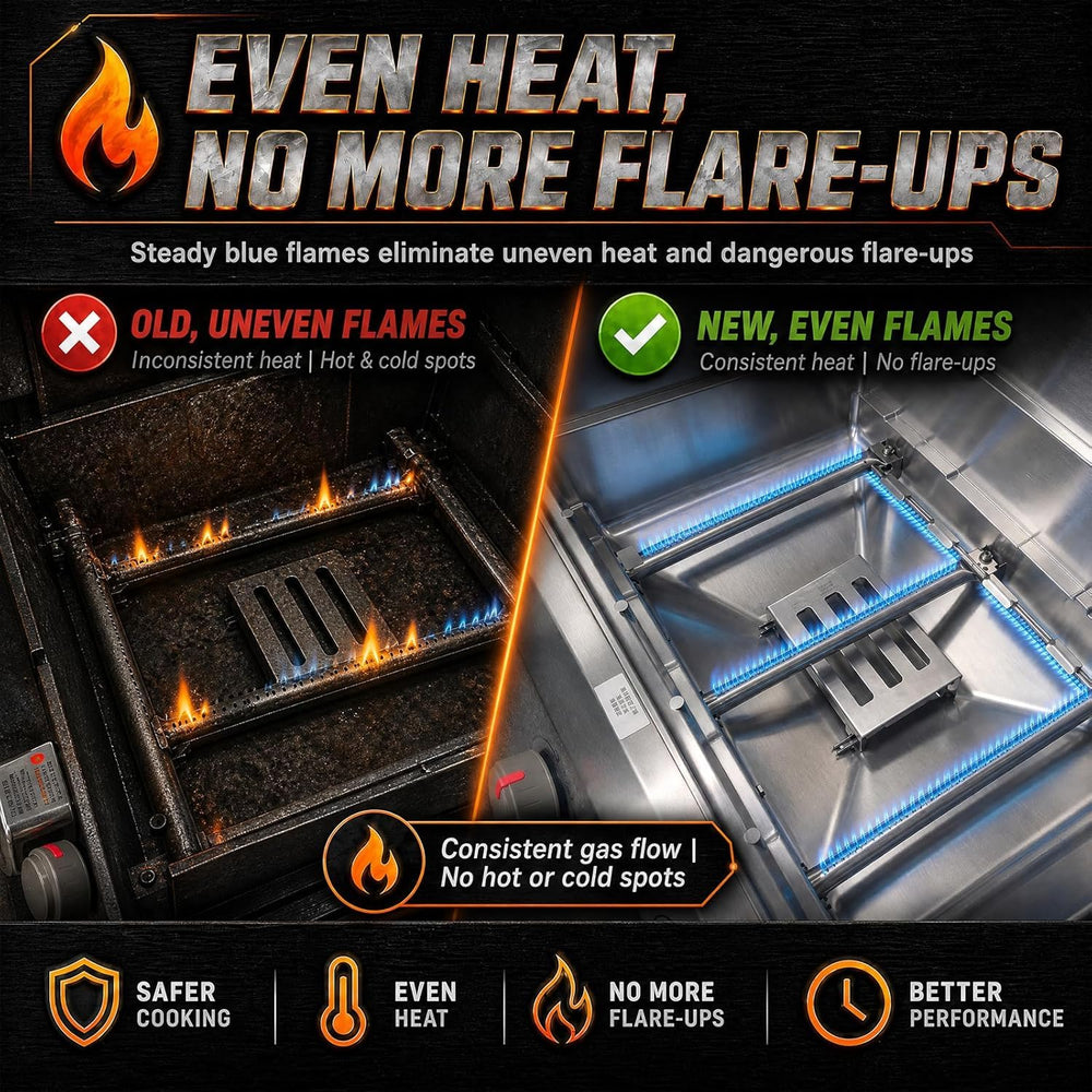 Close-up of Uniflasy flavorizer bars for Weber Spirit grills