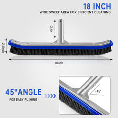 Close-up of Unipool pool brush aluminum back and bristles