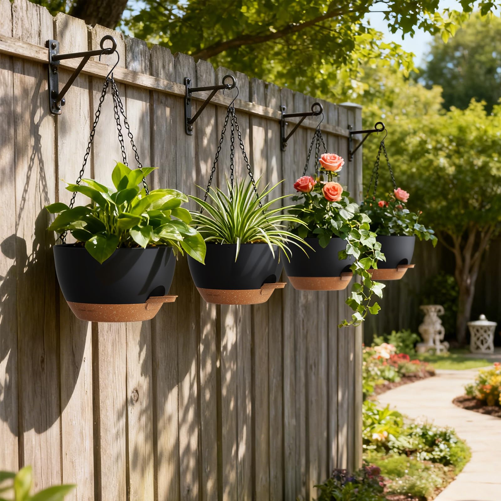 Close-up of UOUZ 8 Inch planter with healthy plants