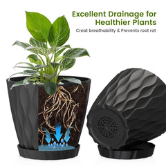 Close-up of UOUZ plant pot drainage holes and tray