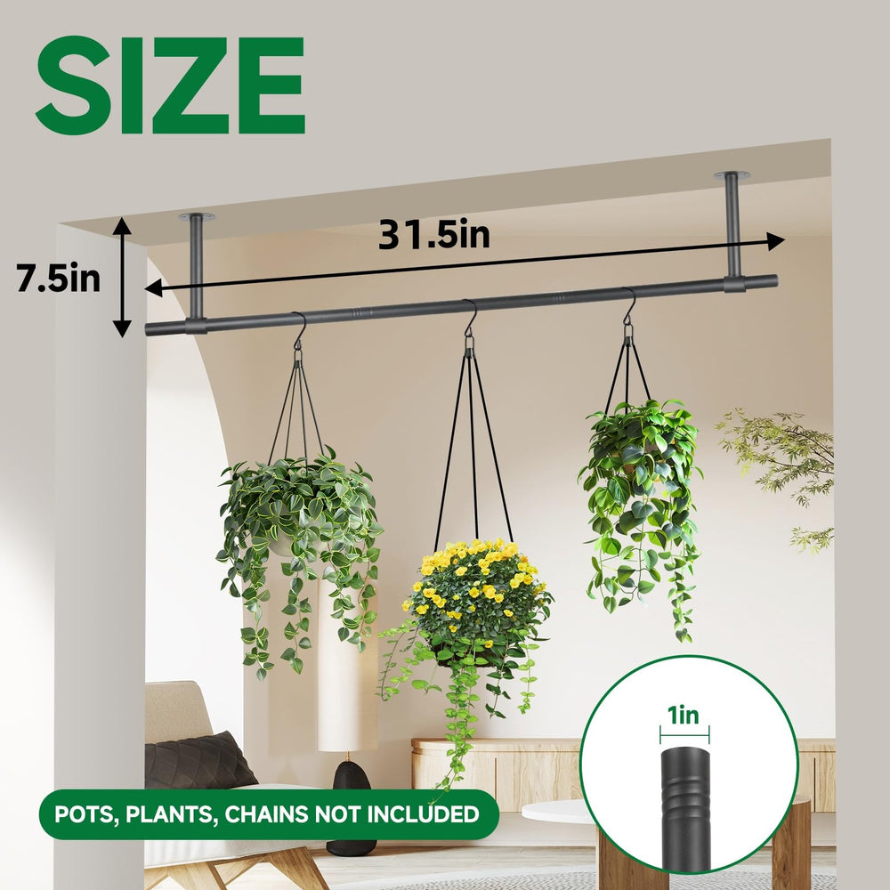 Close-up of Uoveya Hanging Planters Rod metal finish