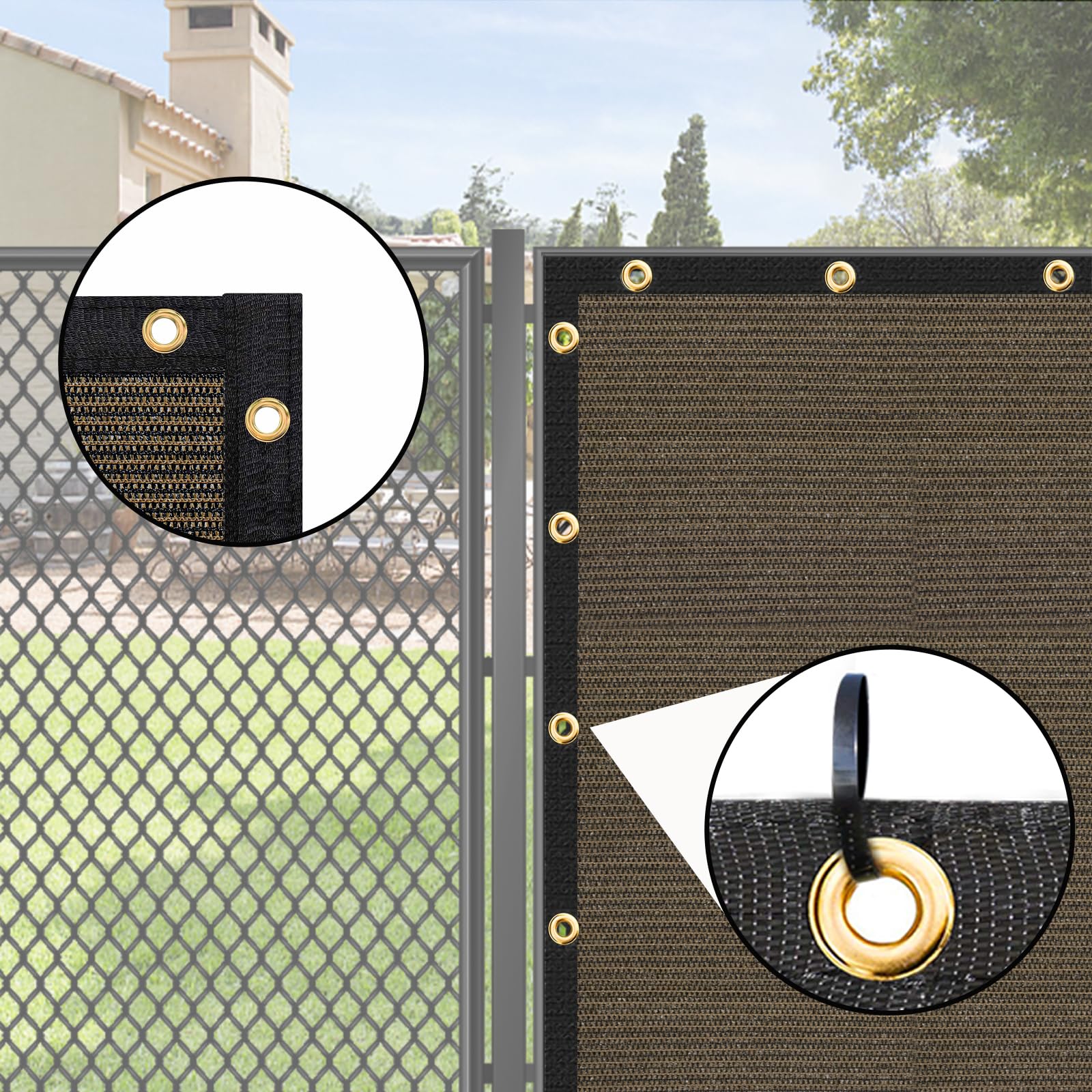 Close-up of UPGRADE Balcony Privacy Screen grommets