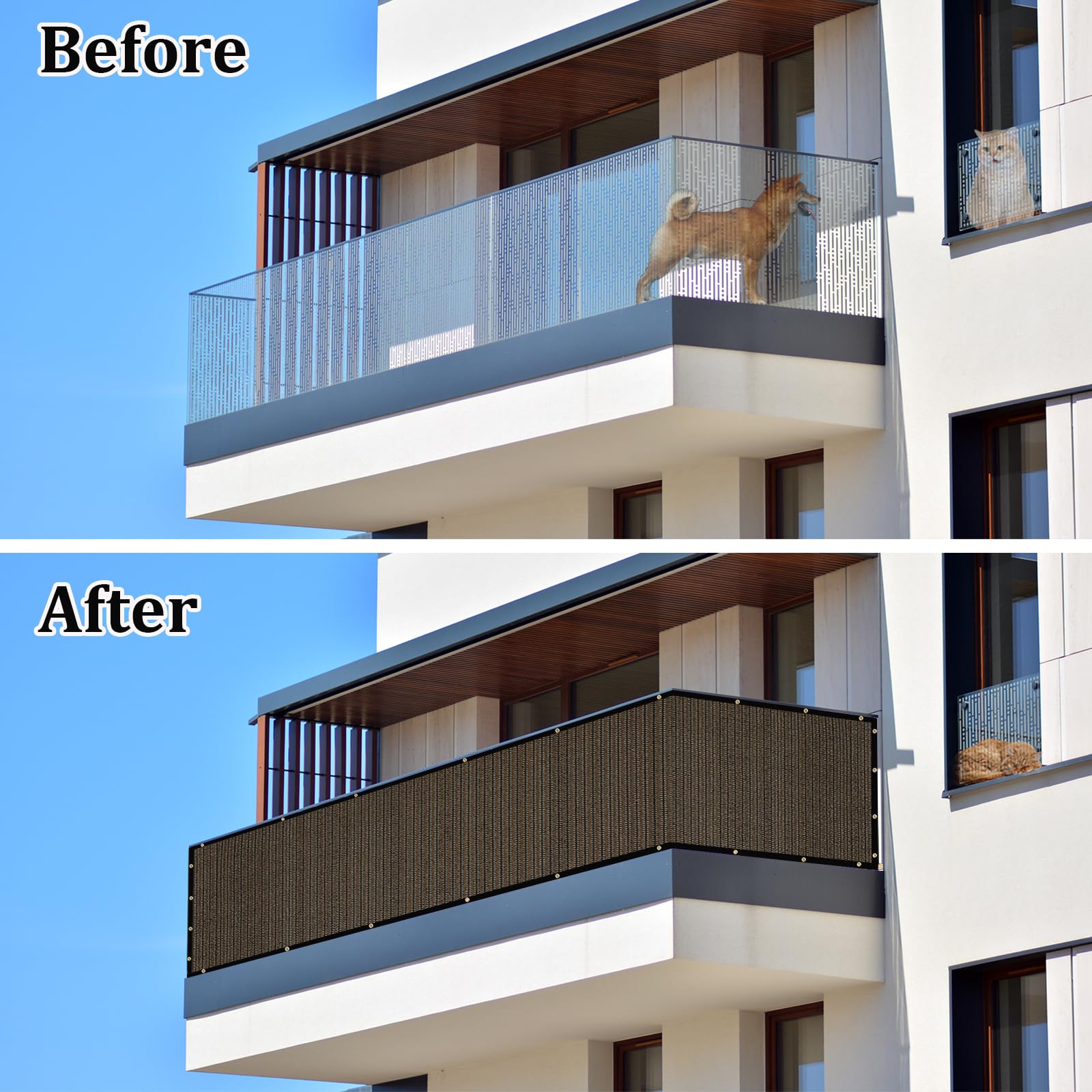 Close-up of UPGRADE Balcony Privacy Screen grommets and zip ties