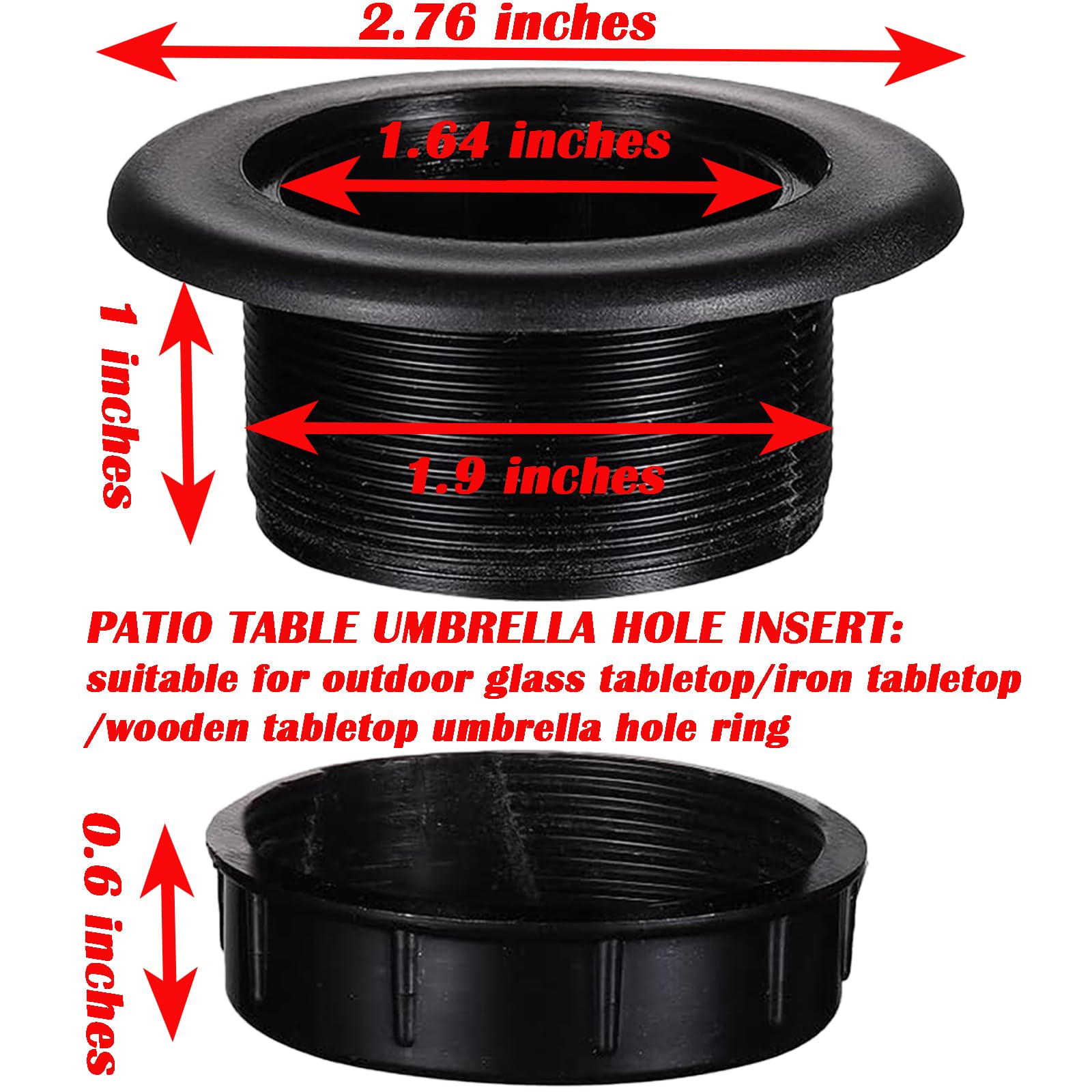 Close-up of UpinFun umbrella hole ring cap
