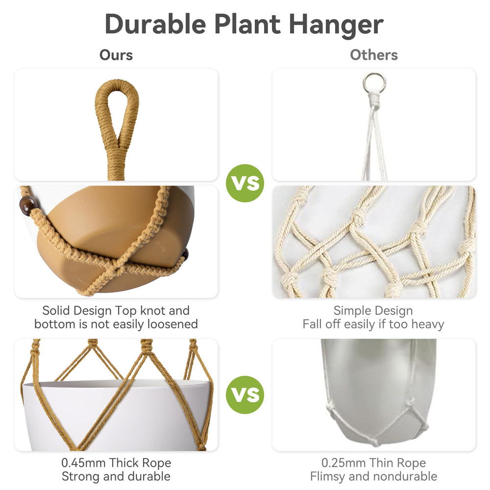 Close-up of USLAI Macrame Plant Hanger cotton cord design