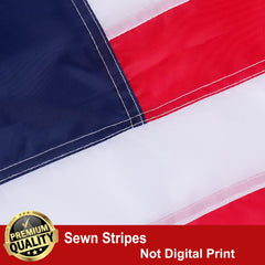 Close-up of UTSANG Betsy Ross Flag stitching and hemline