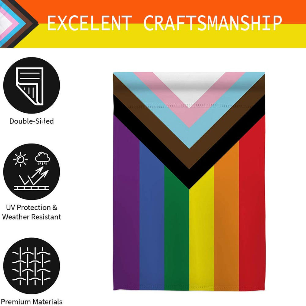 Close-up of UTSANG Progress Pride Rainbow Flag details
