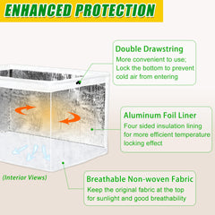 Close-up of UYEDUJZ frost cloth fabric showing thermal aluminum liner