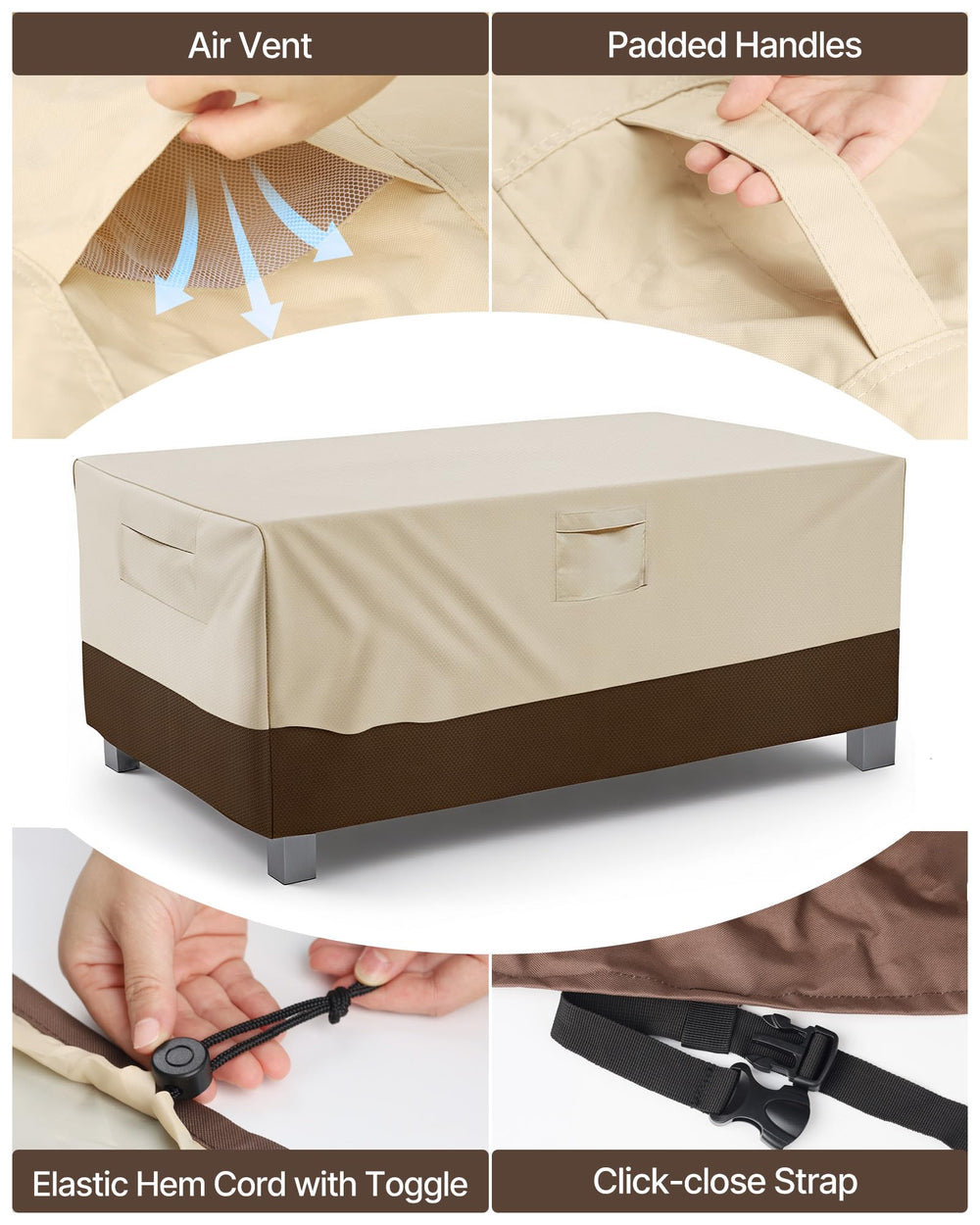 Close-up of Vailge Outdoor Table Cover's waterproof fabric