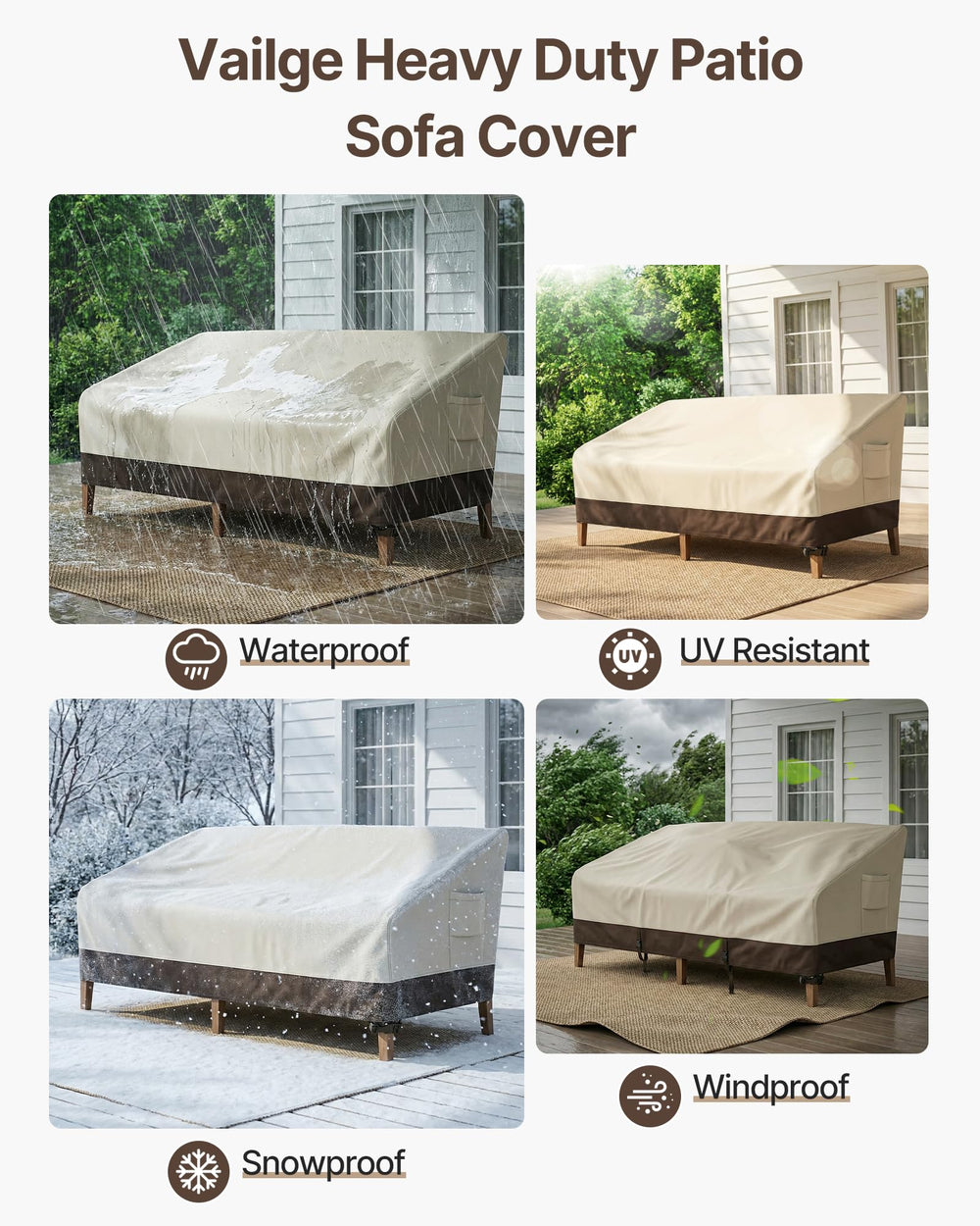 Close-up of Vailge patio sofa cover material