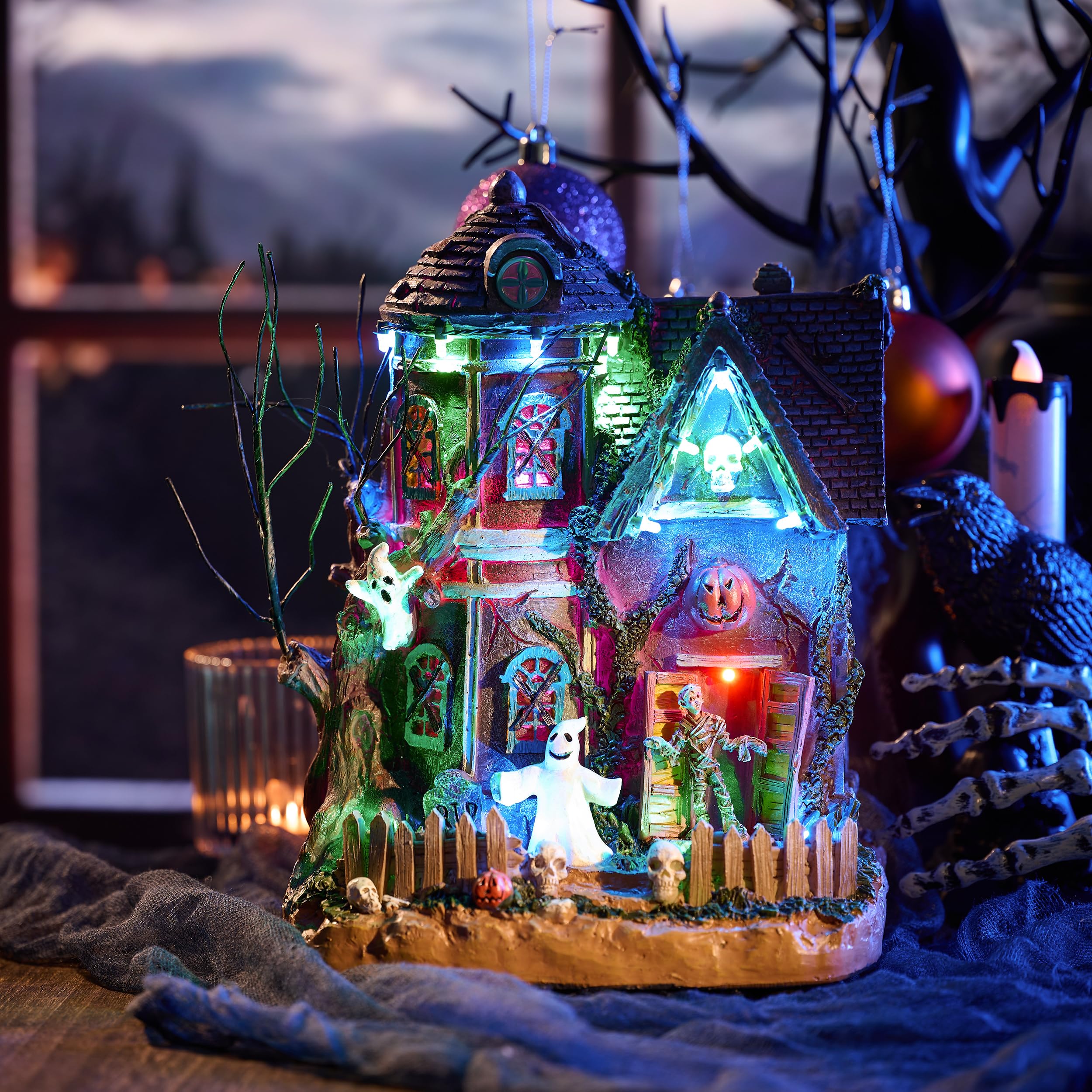 Close-up of Valery Madelyn Halloween Village detailing