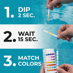 Close-up of VARIFY Pool Test Strips in use