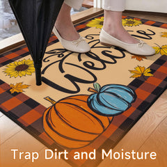 Close-up of Vaukki Fall Pumpkin Mat non-slip backing
