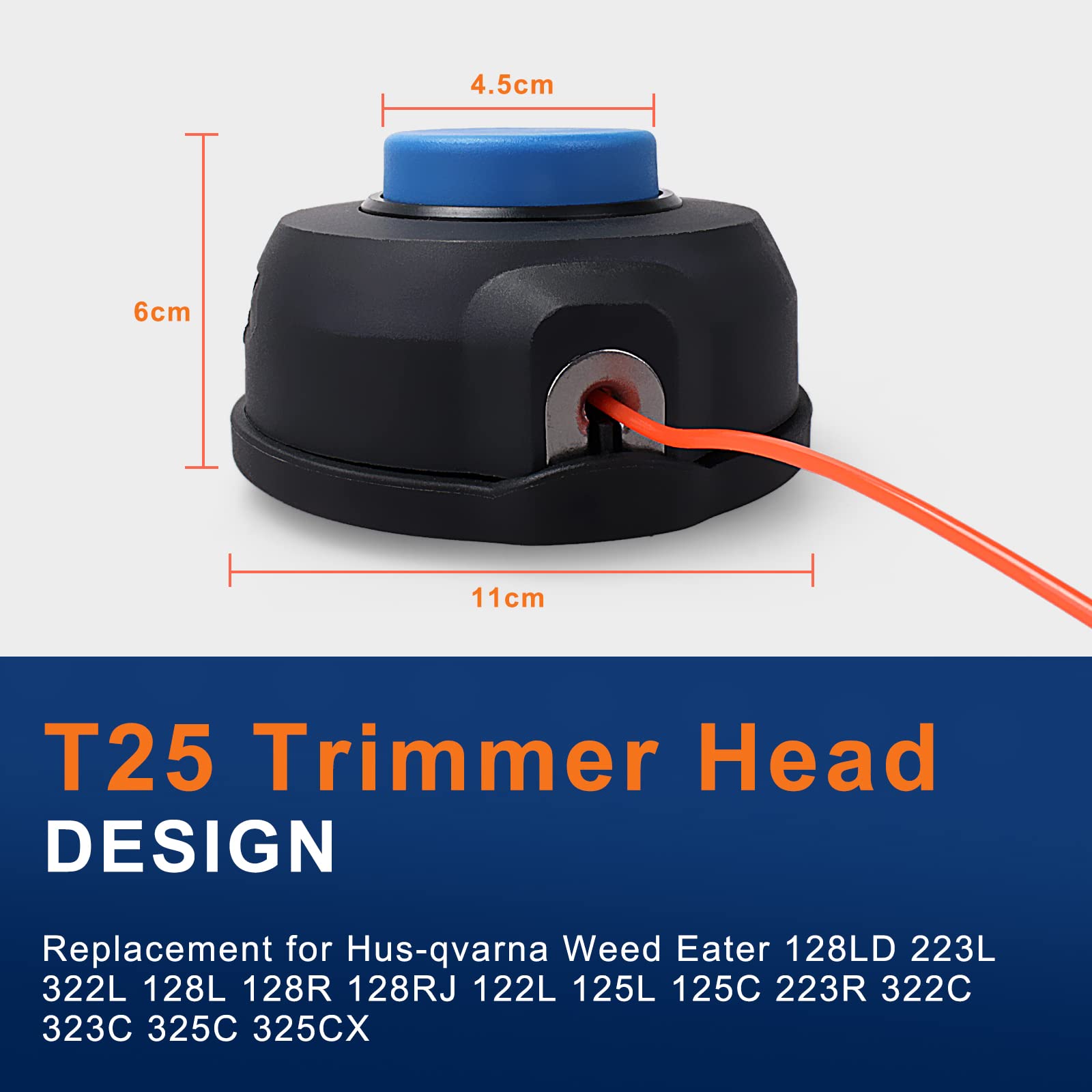 Close-up of VBSYBO T25 Trimmer Head showing impact-resistant material