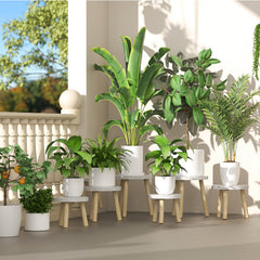 Close-up of Vecxoty plant stand showing moisture-resistant finish