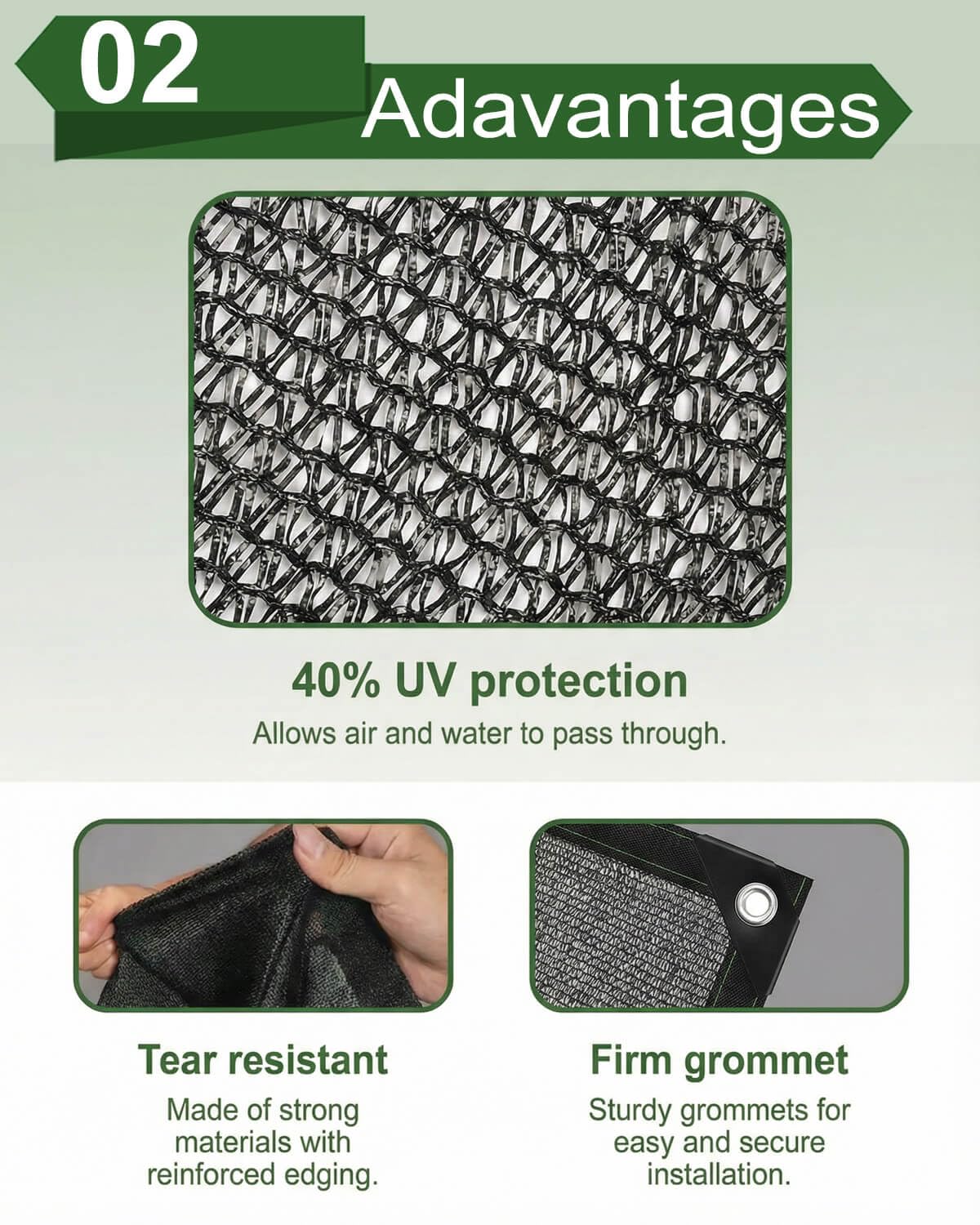close up of vensovo HDPE shade cloth texture