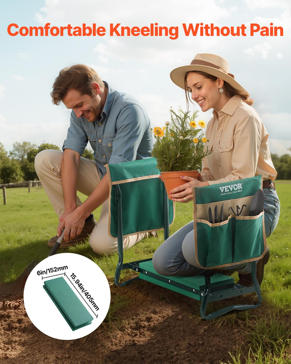 Close-up of VEVOR Garden Kneeler side handle