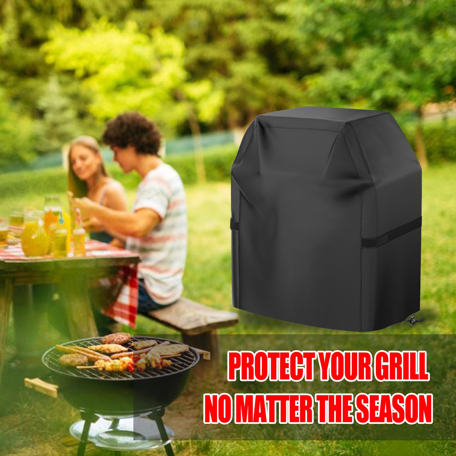Close up of VIBOOS grill cover drawstring feature