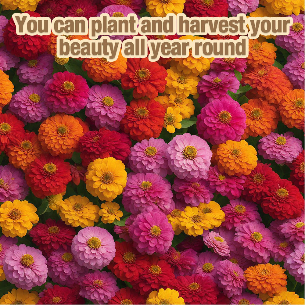 Close-up of vibrant zinnia flower colours from EquSym seeds