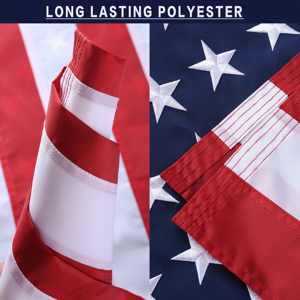 Close-up of VICDRIA American Flag 3x5 ft embroidered stars