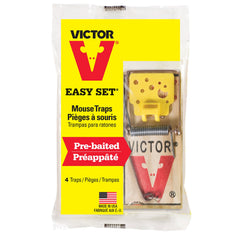 Close-up of Victor Easy Set Mouse Trap pre-baited cheese pedal