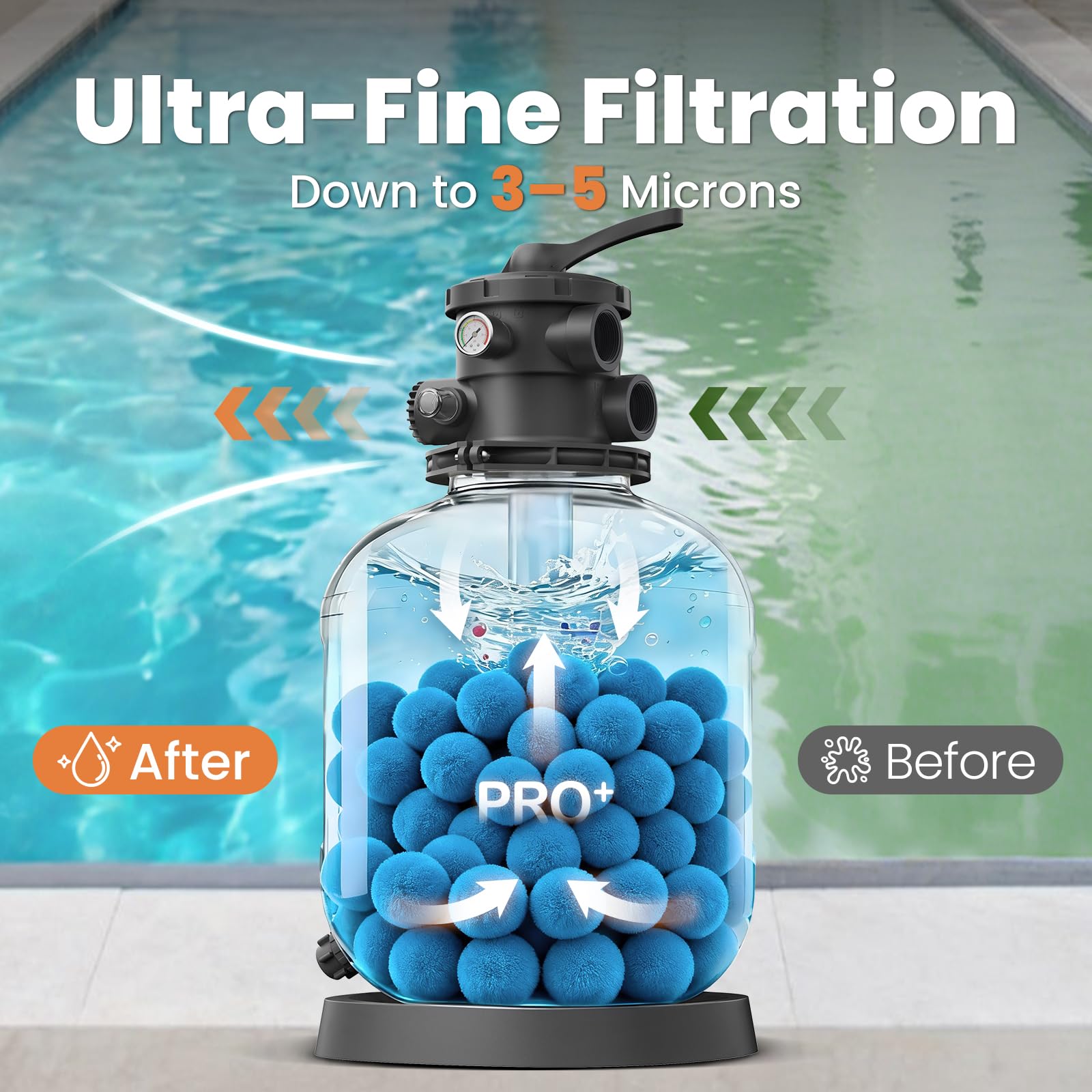 Close-up of Vidapool filter balls showing texture