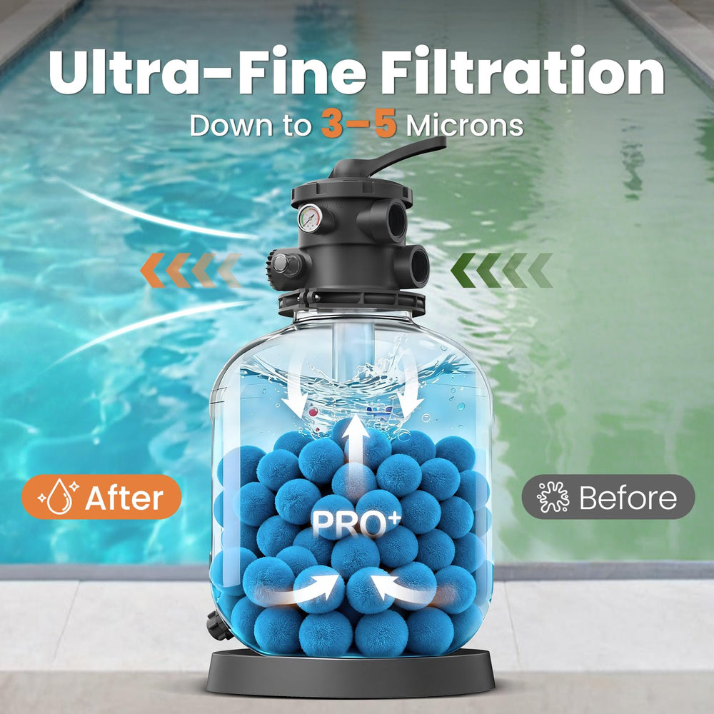Close-up of Vidapool filter balls showing texture