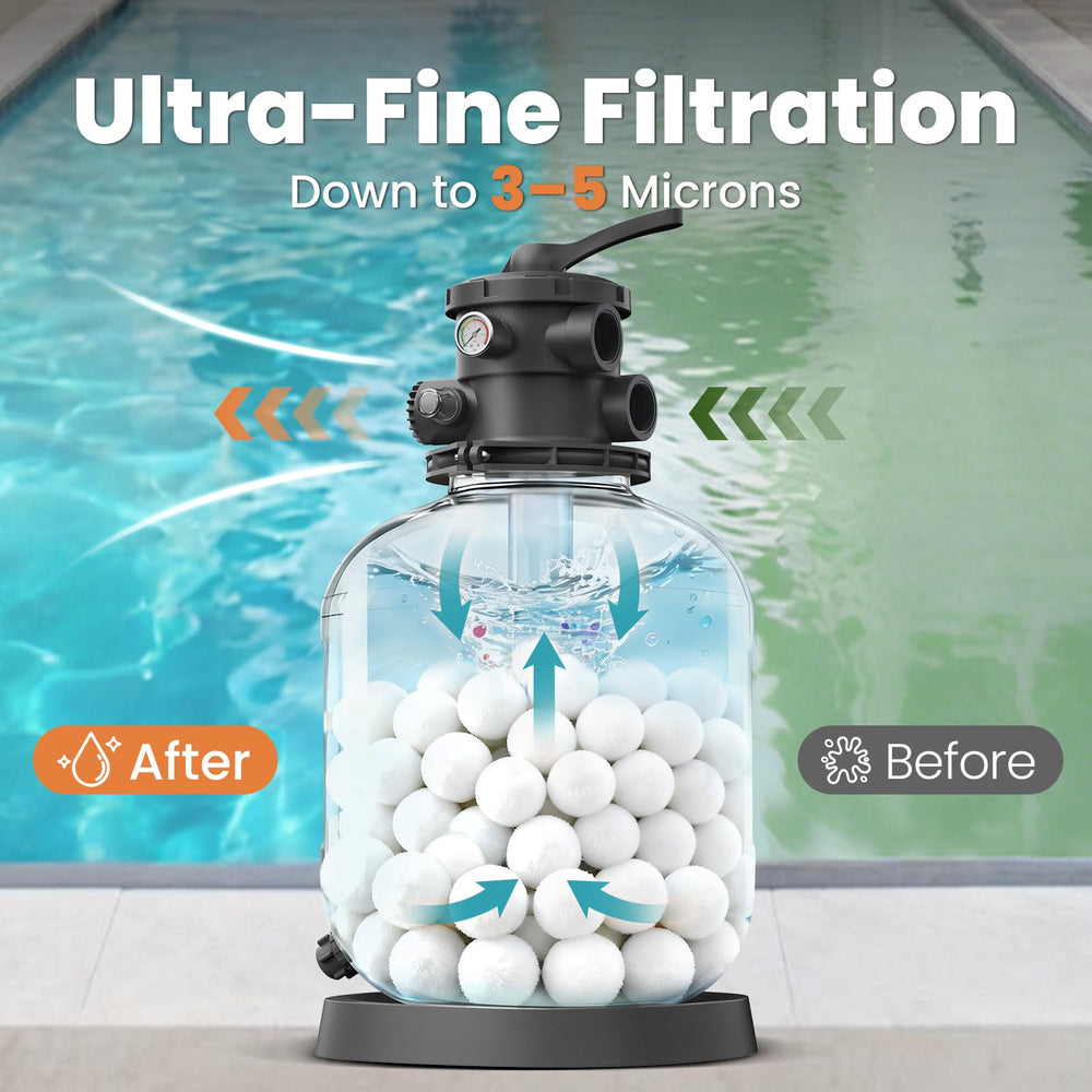 Close-up of Vidapool pool filter balls
