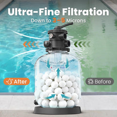 Close-up of Vidapool pool filter balls