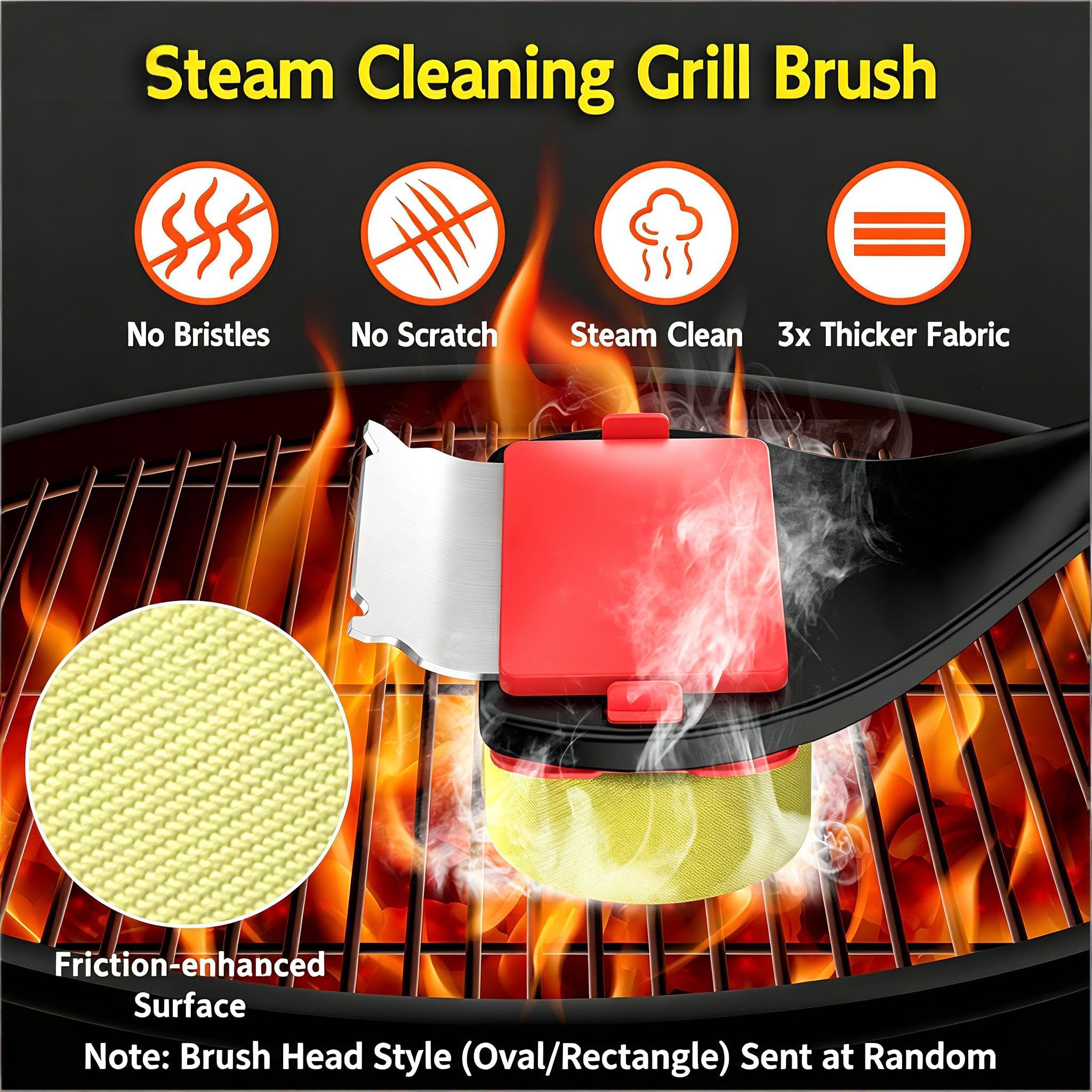 Close-up of VIVAIVE grill brush head showing replaceable feature