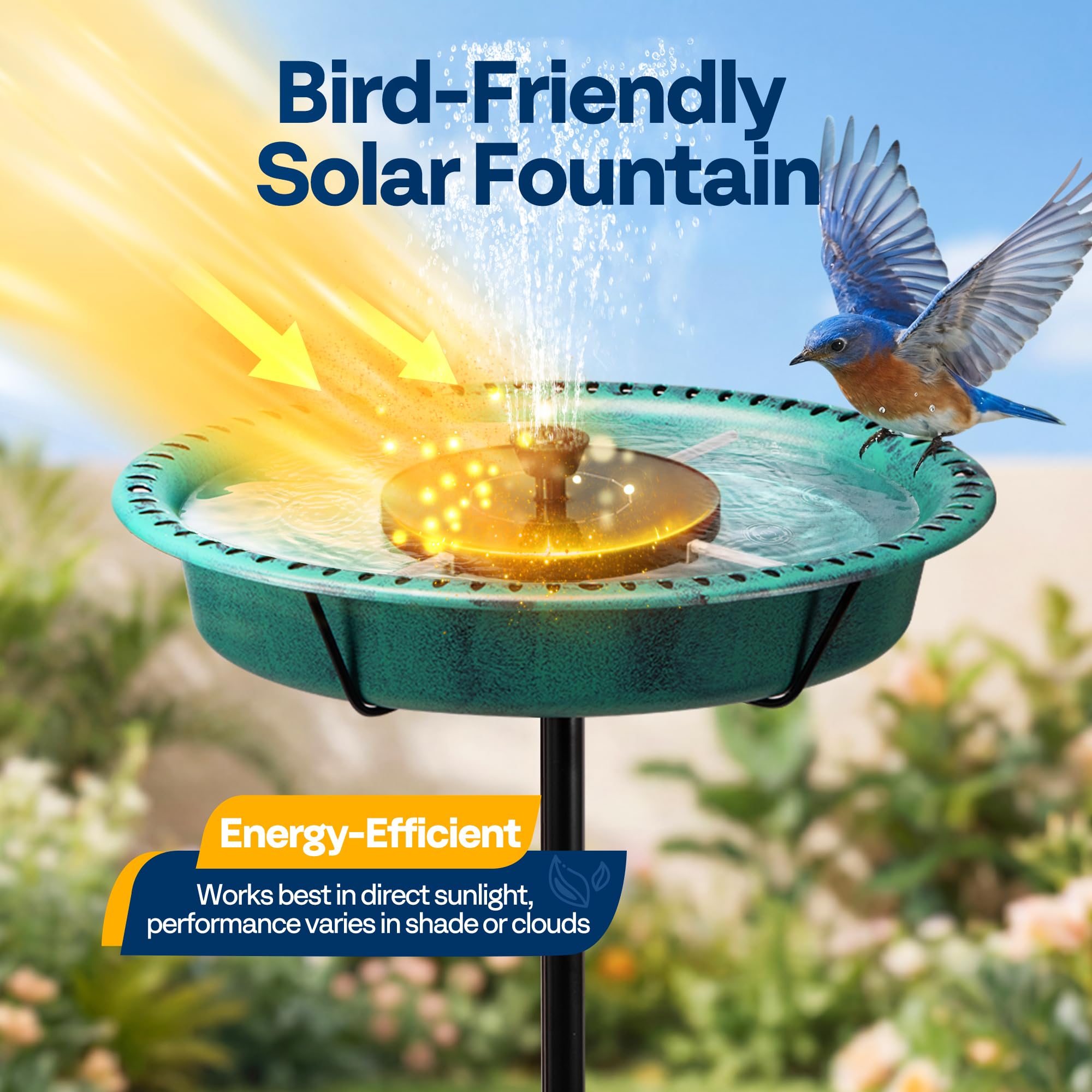 Close-up of VIVOHOME bird bath fountain nozzles