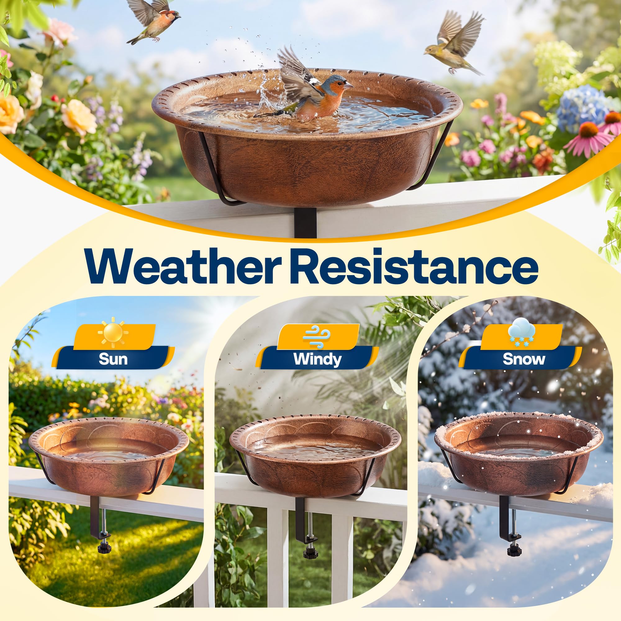 Close-up of VIVOHOME bronze bird bath bowl