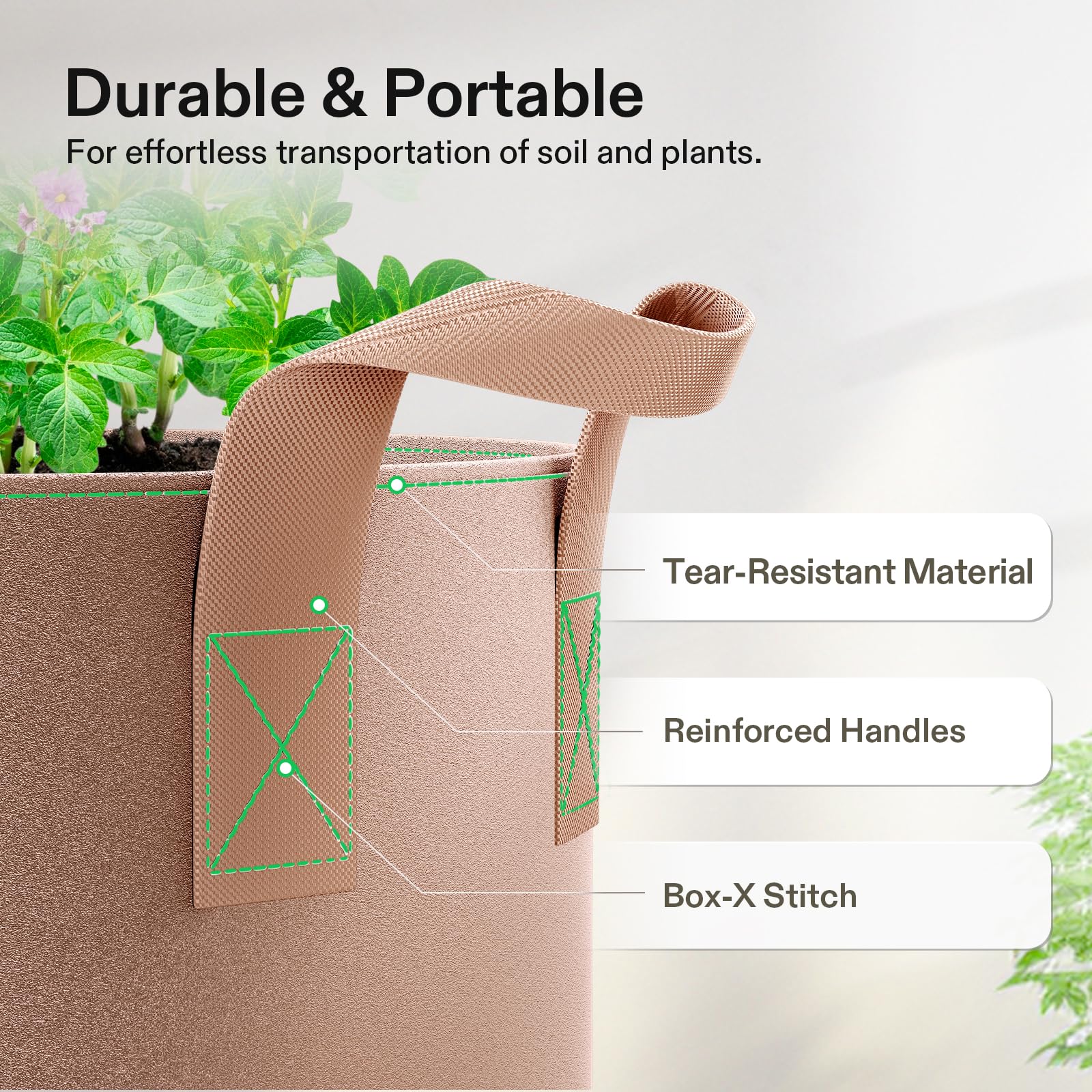 Close-up of VIVOSUN grow bag drainage feature