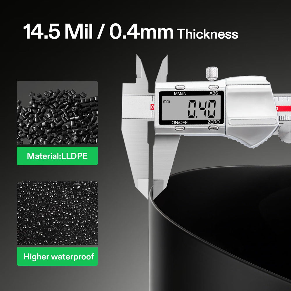 Close-up of VIVOSUN pond liner showing thickness