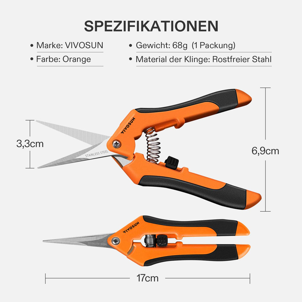 Close-up of VIVOSUN pruning shears stainless steel blades