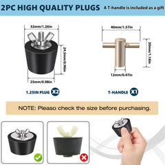Close-up of Vizava 1.25 Inch Rubber Pool Plug with stainless steel wing nut
