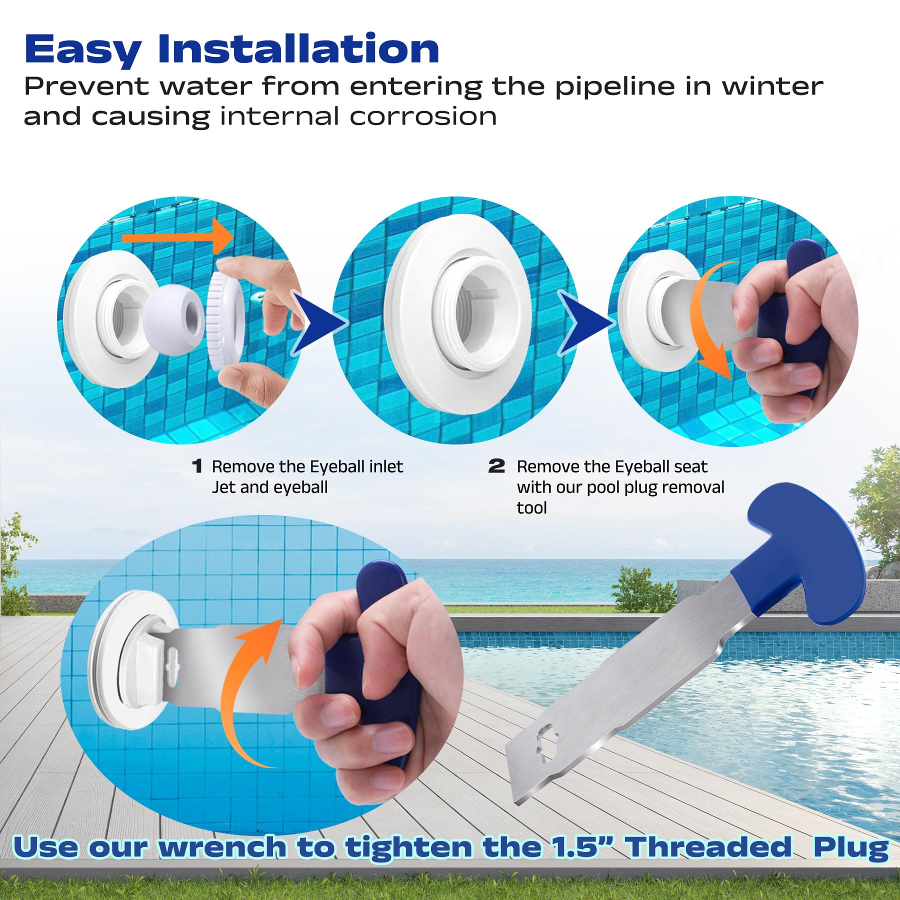 Close-up of Vizava pool return plug with O-ring