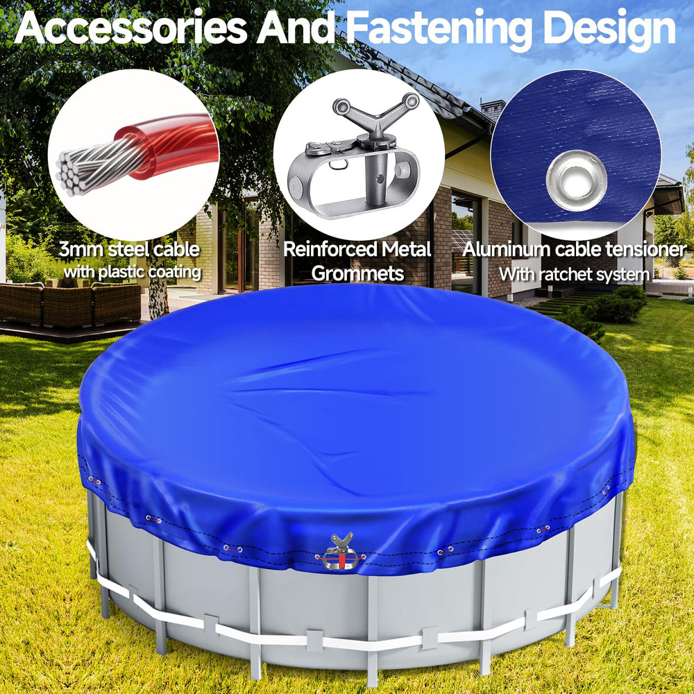 Close-up of VniYors 18 ft pool cover with aluminum eyelets