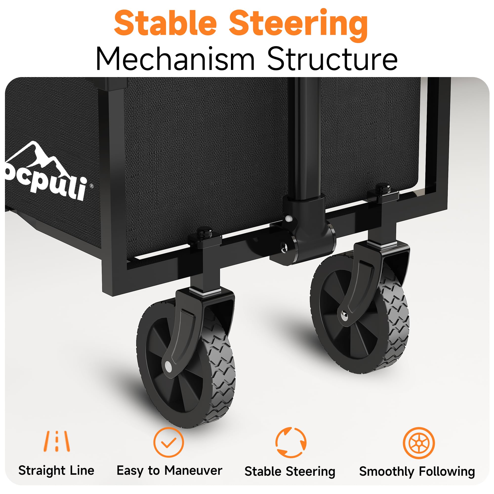 Close-up of Vocpuli wagon's durable wheels