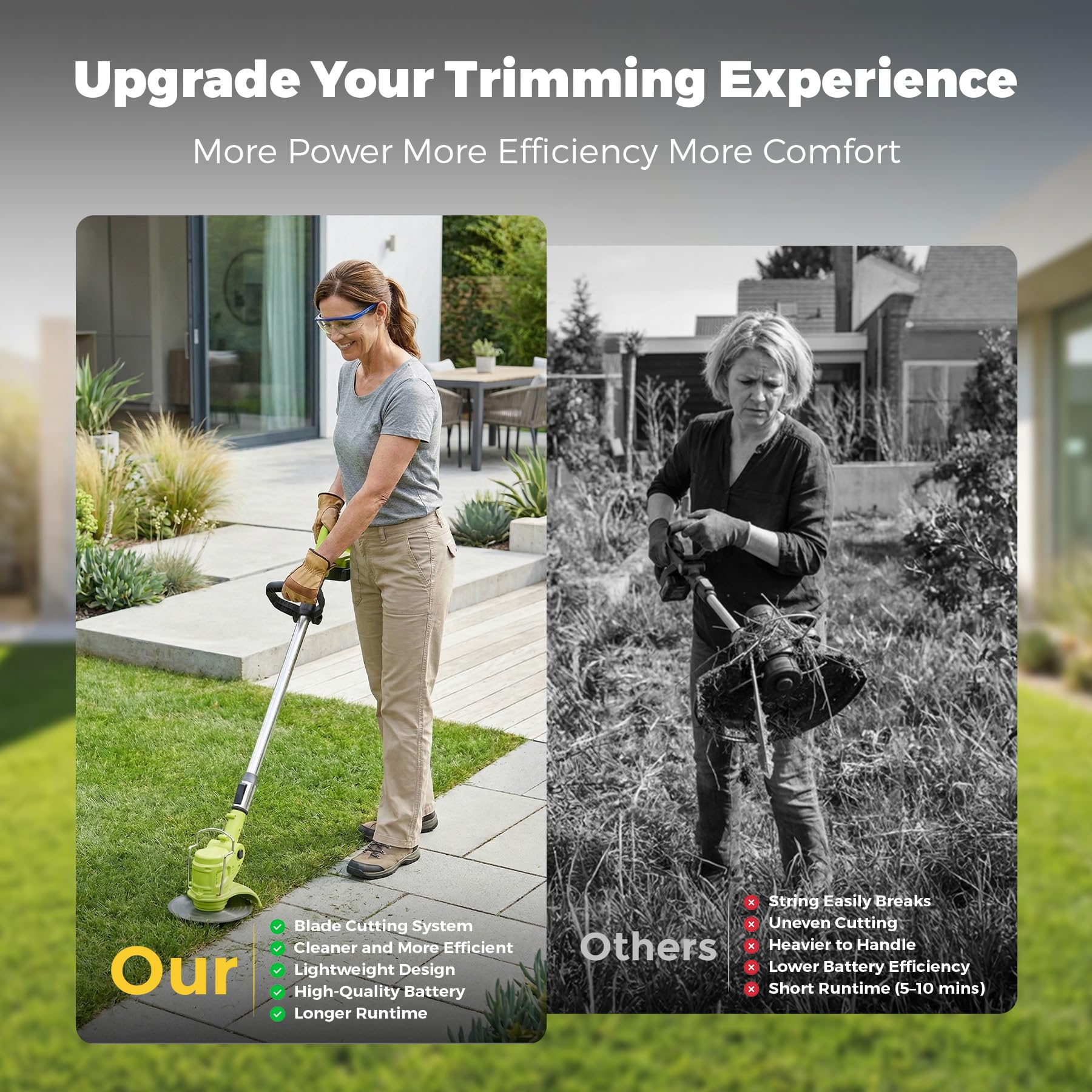 Close-up of VOL2GO weed wacker metal blade