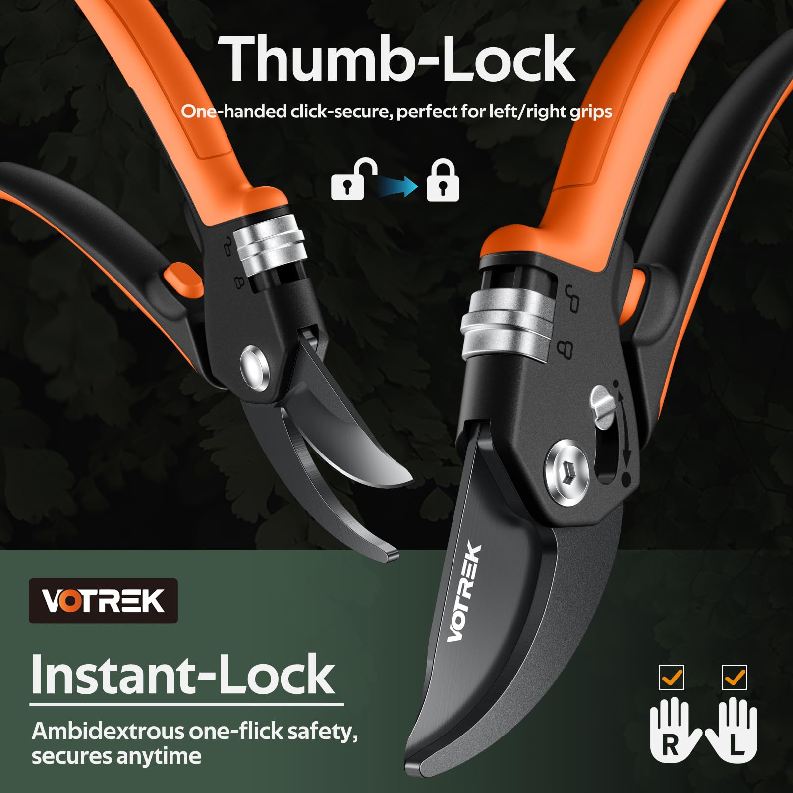 Close-up of VOTREK Pruning Shears blade and spring