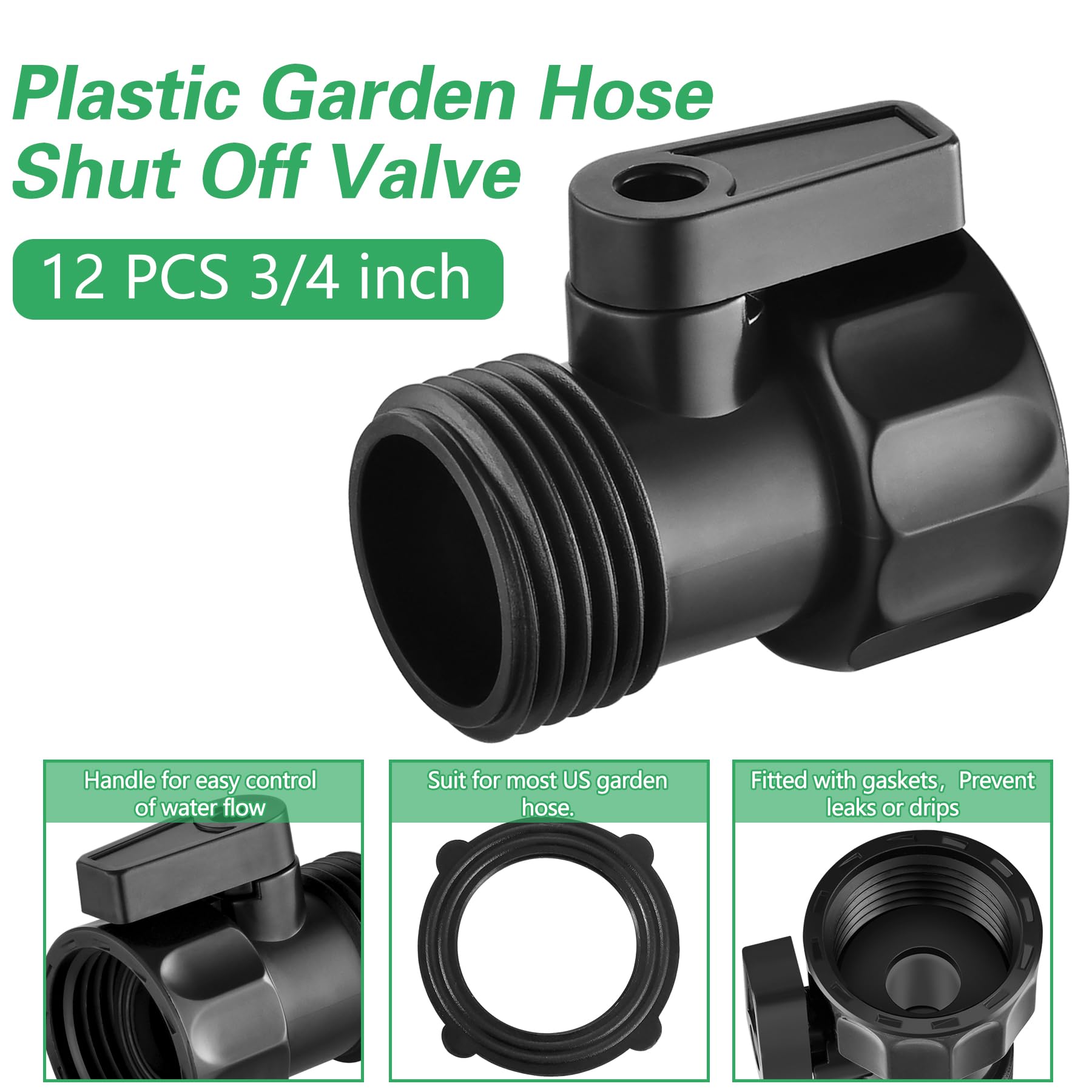 Close-up of Vtenyeo 3/4 inch hose shut off valve handle