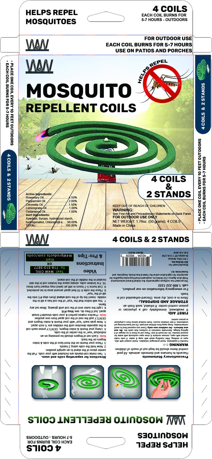 Close-up of W4W Mosquito Repellent Coil burning with citronella scent