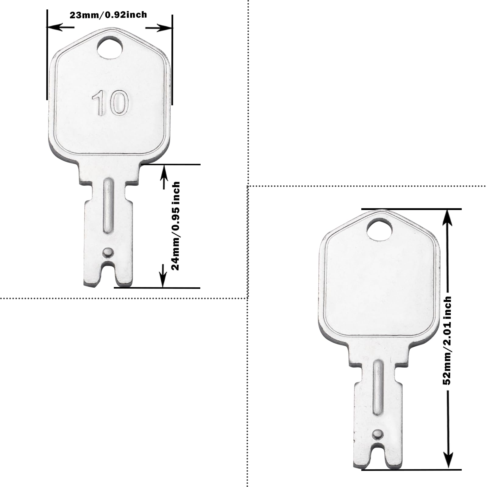 Close-up of WAHLIN PARTS ignition key with detailed cut