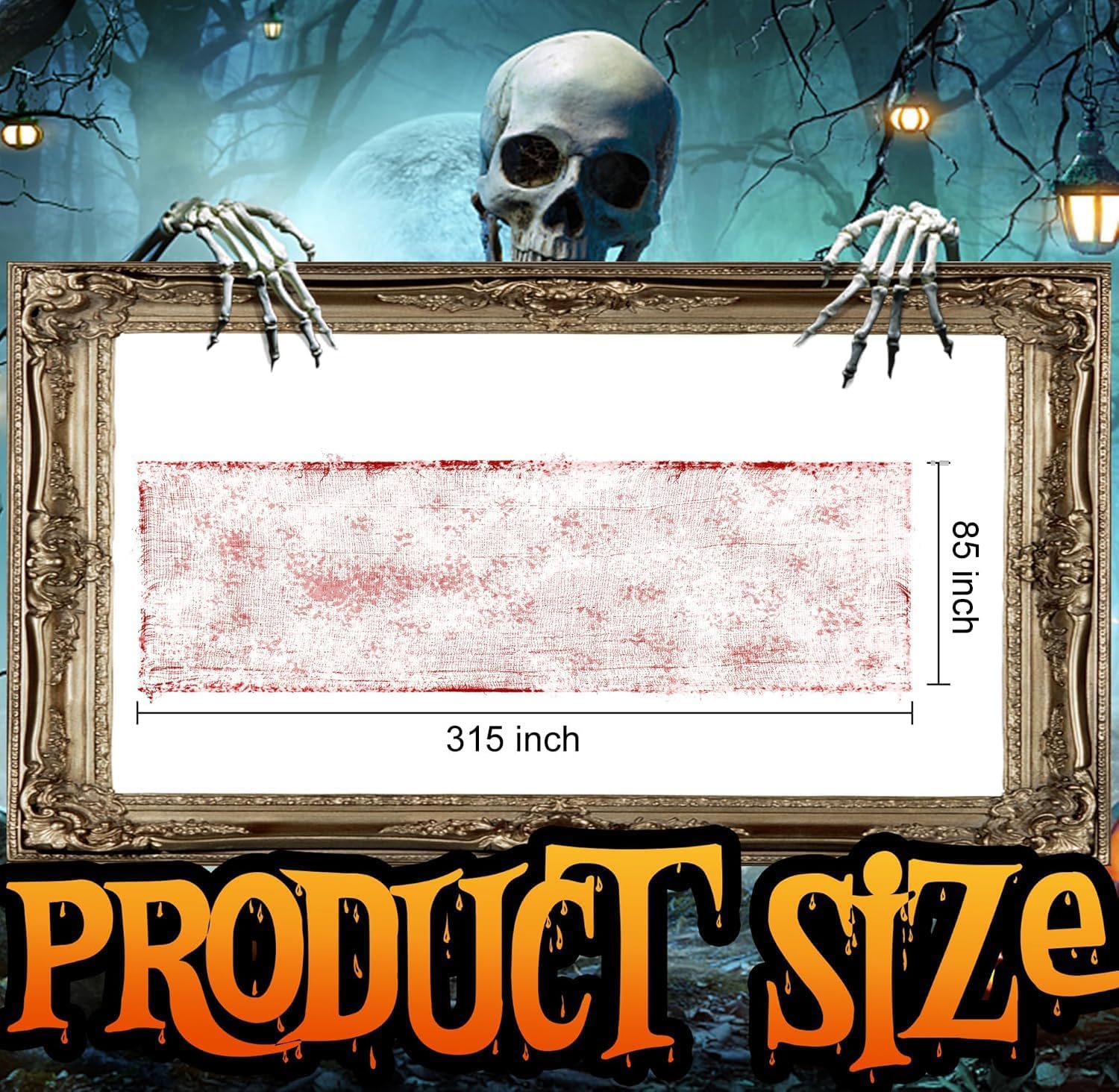 Close-up of Watayo Halloween Creepy Blood Cloth showing bloody print