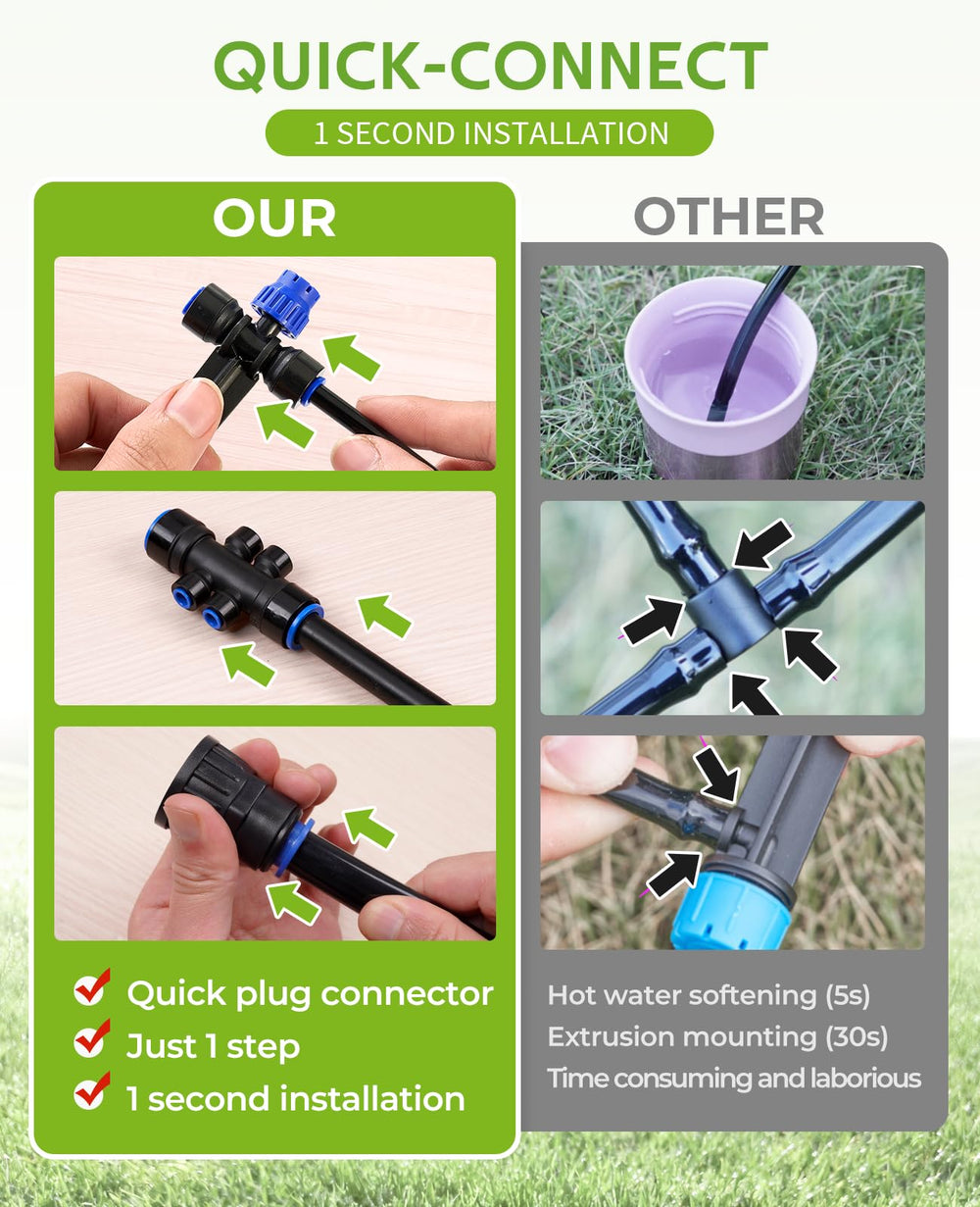 Close-up of water connector and support rods from HIRALIY kit