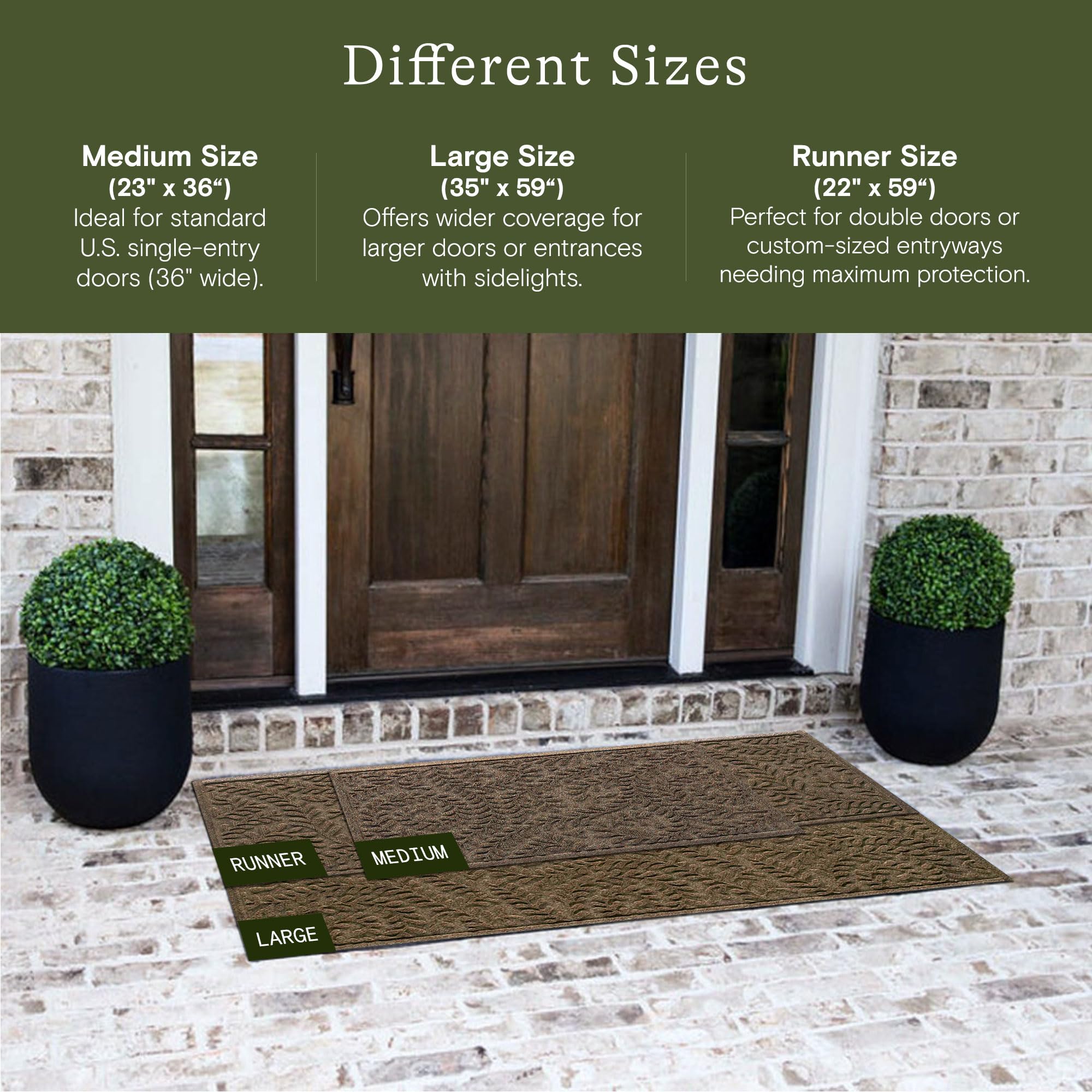 Close-up of WaterHog Boxwood Doormat floral design