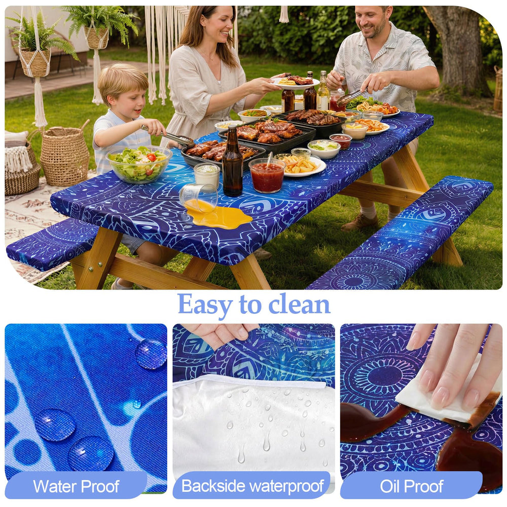 Close-up of waterproof fabric on picnic table cover